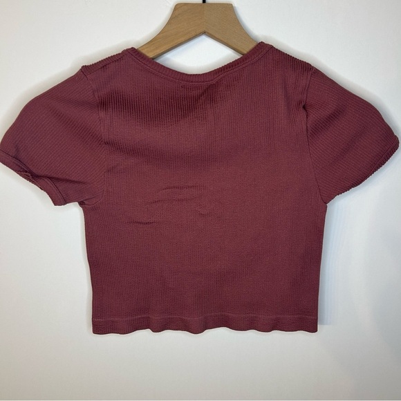 Altar’d State Intimately Ribbed, Fitted, Cropped Short Sleeve Tee, Size M/L - Picture 4 of 5